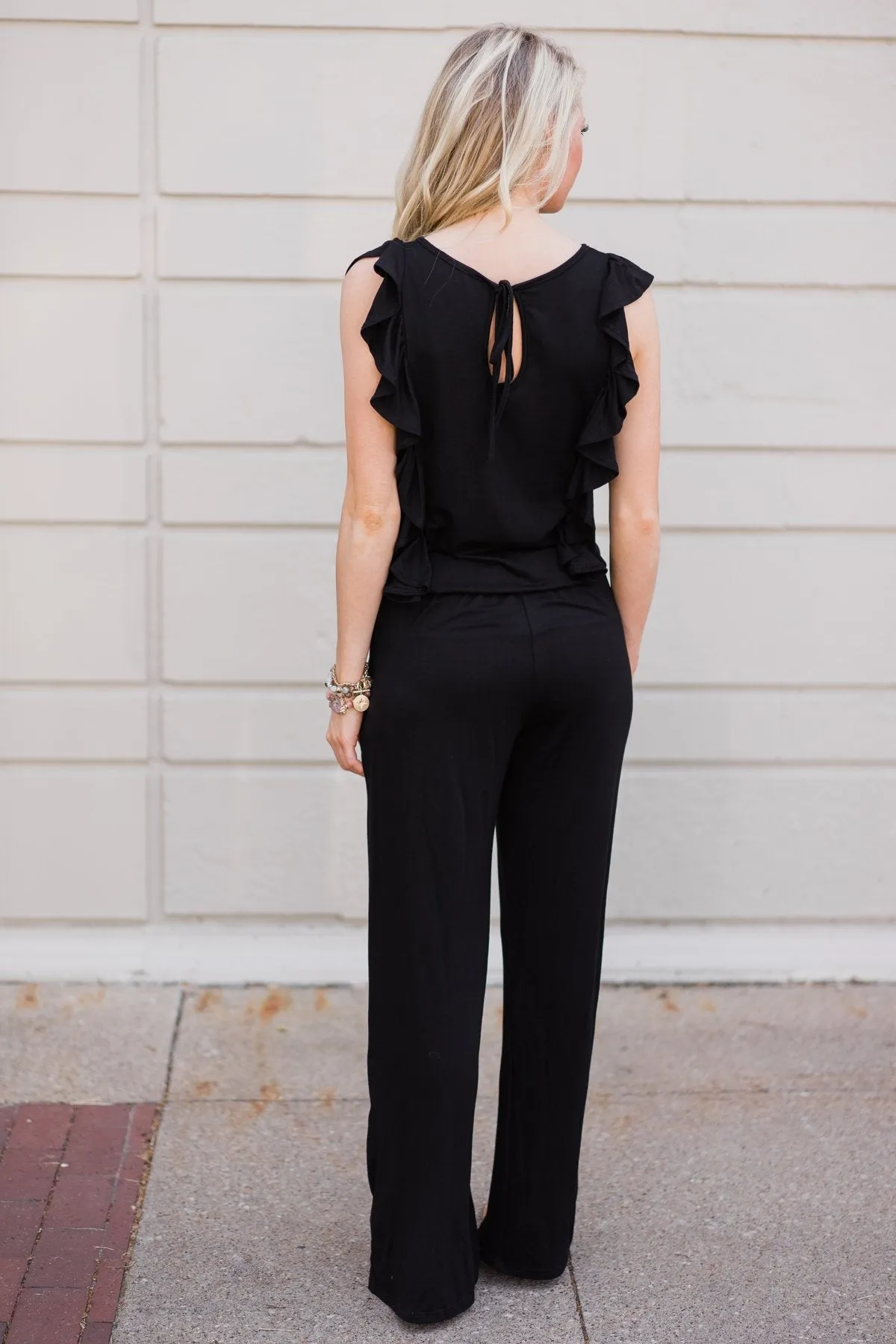 Black Ruffle Jumpsuit