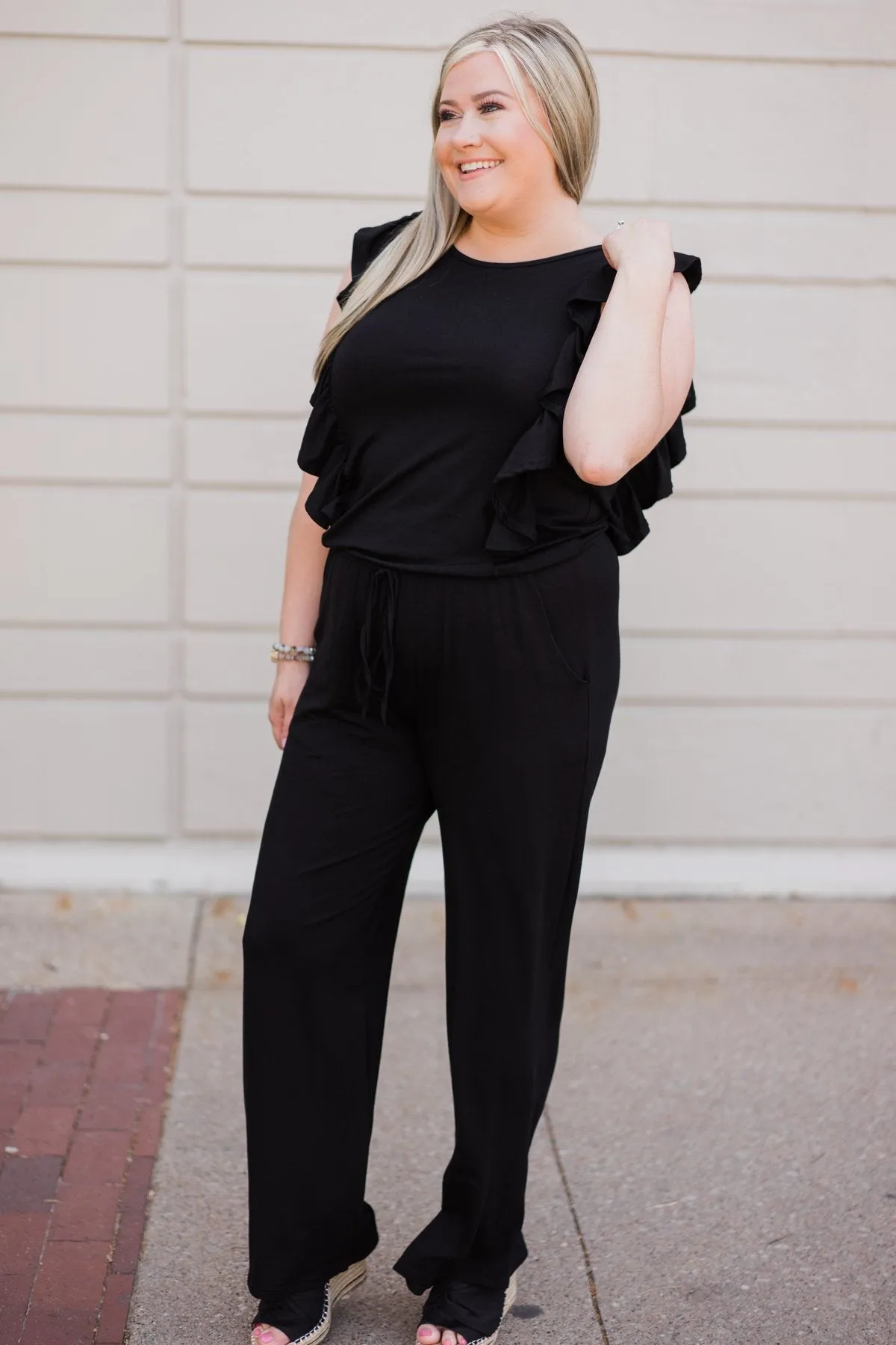 Black Ruffle Jumpsuit