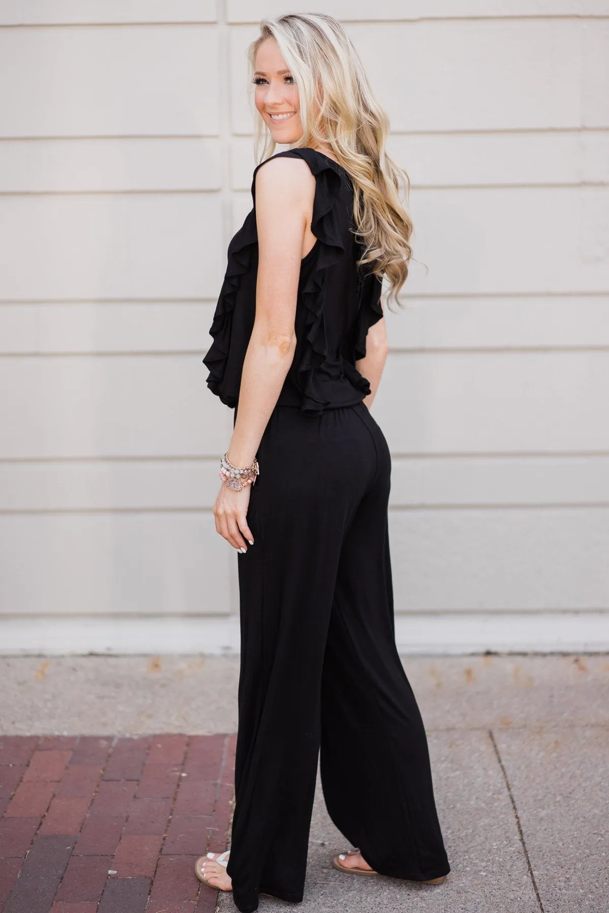 Black Ruffle Jumpsuit