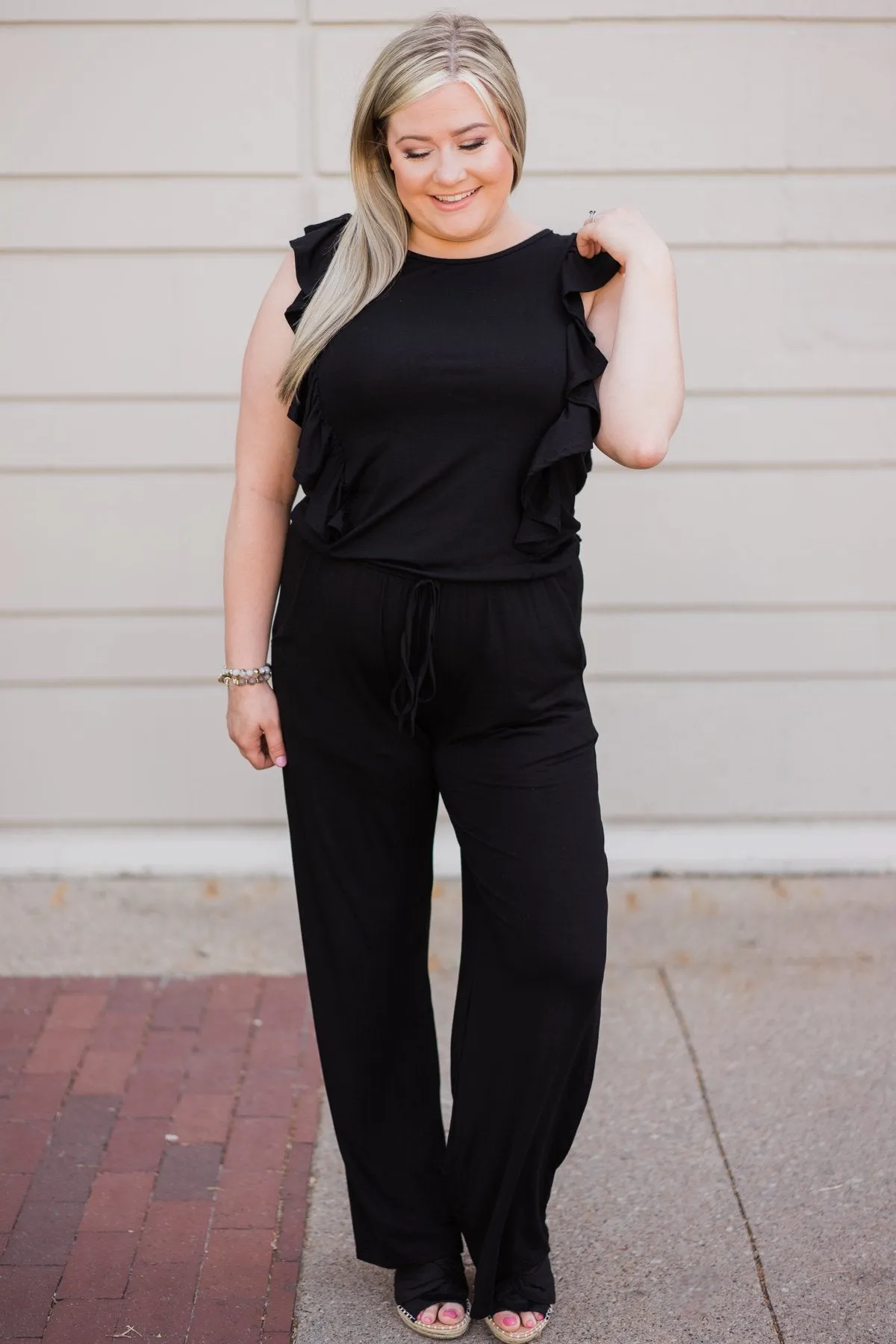 Black Ruffle Jumpsuit