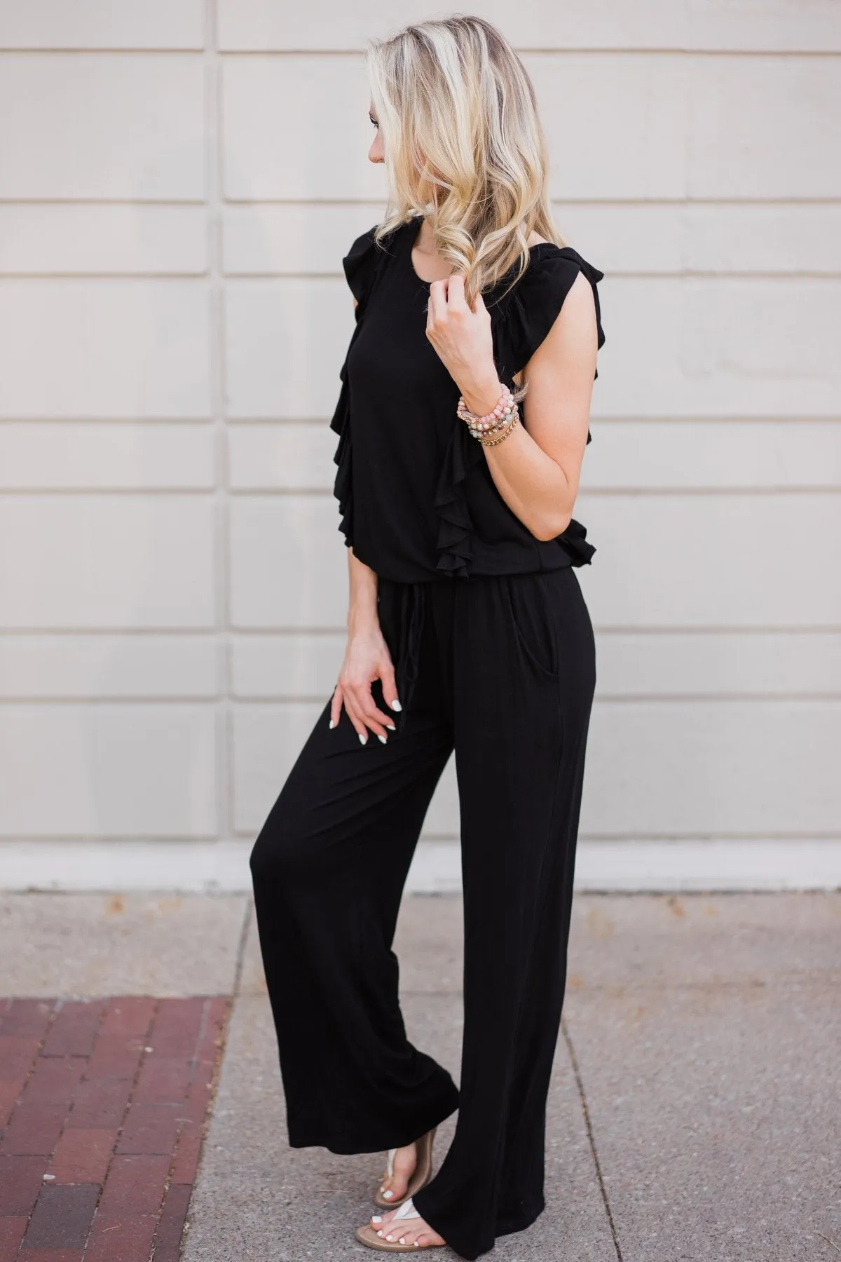 Black Ruffle Jumpsuit
