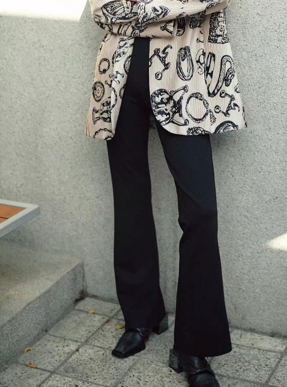 black stretch fabric trousers pants