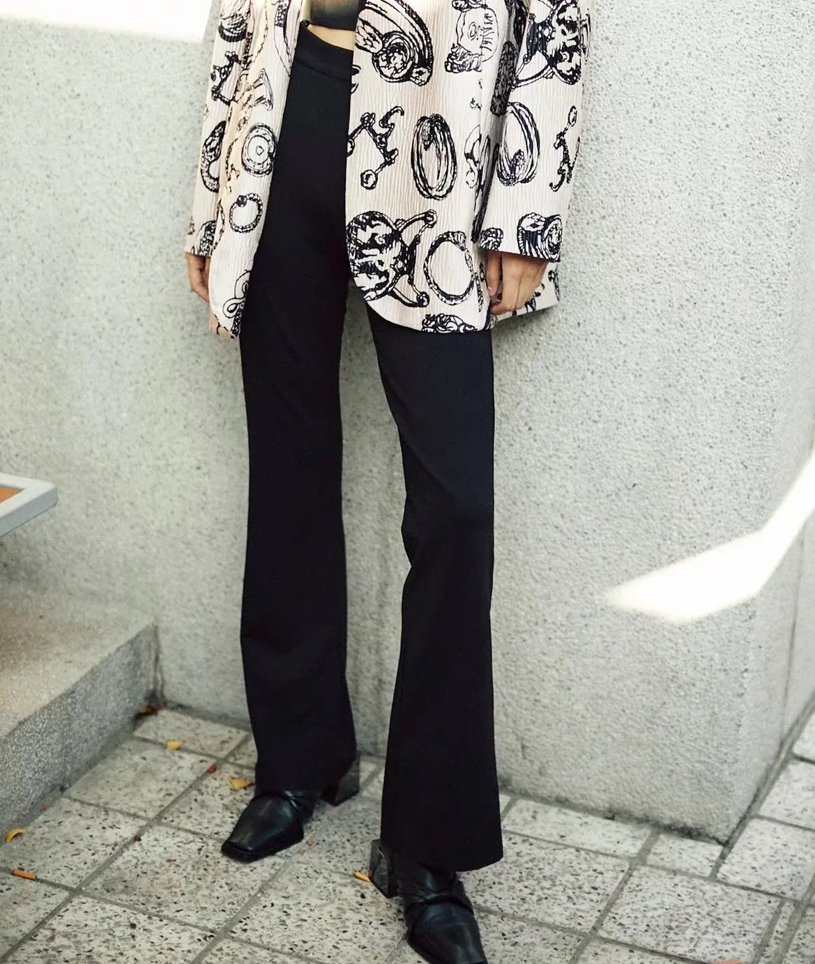 black stretch fabric trousers pants