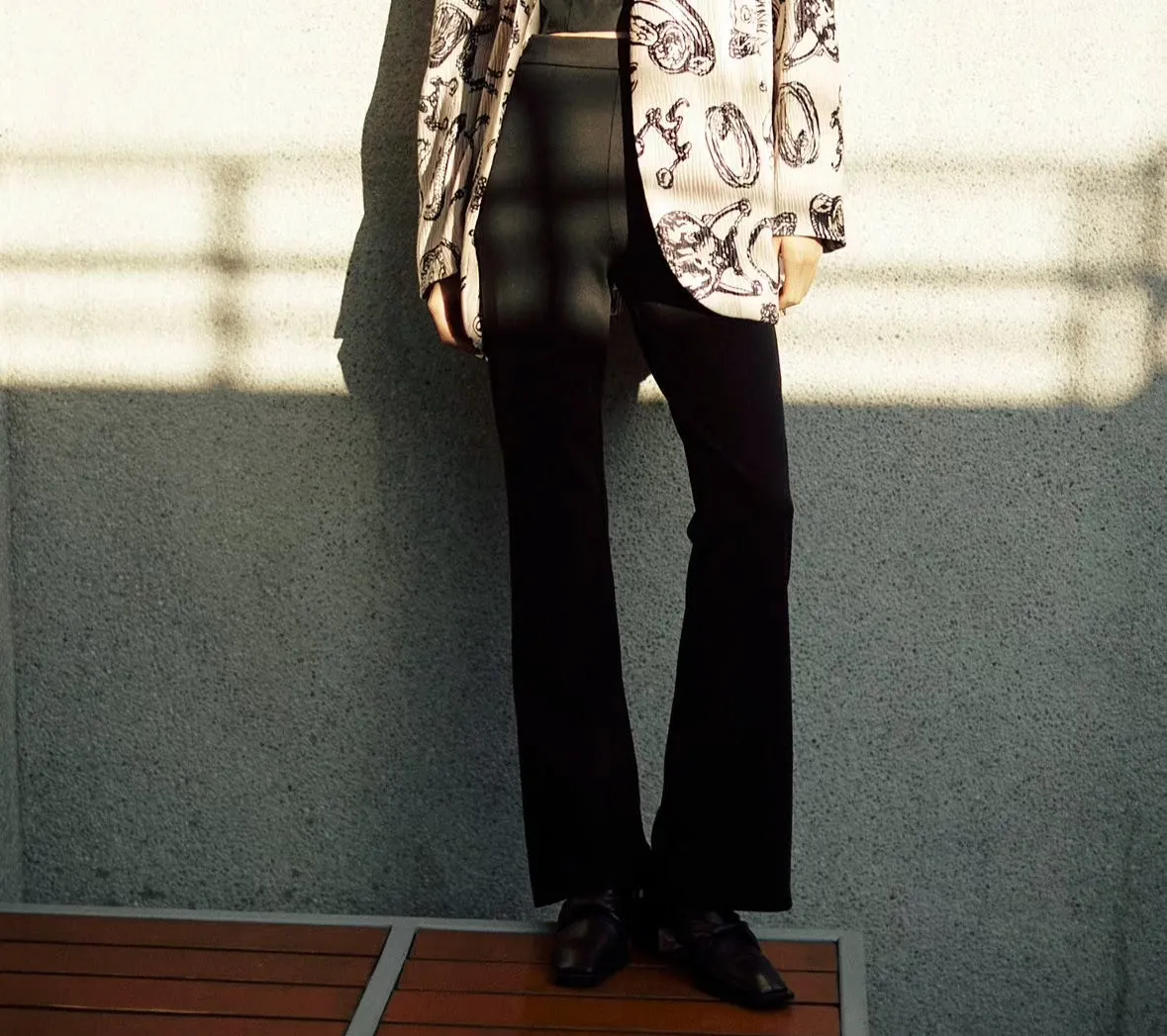 black stretch fabric trousers pants