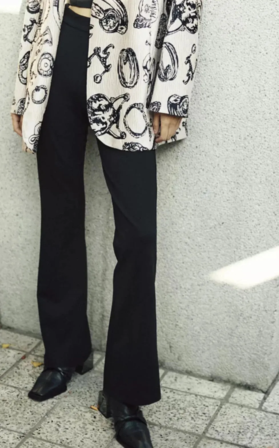 black stretch fabric trousers pants