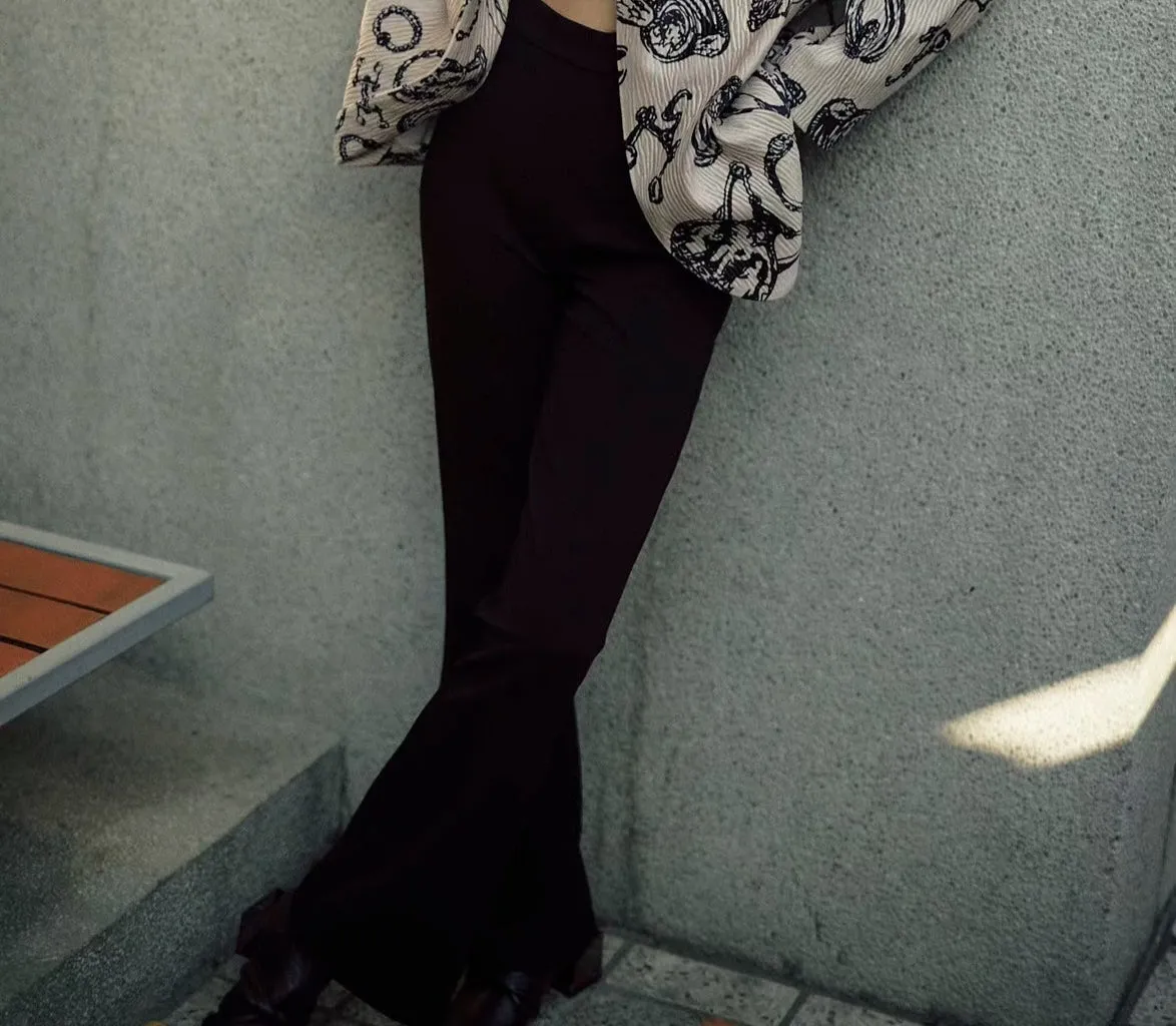 black stretch fabric trousers pants