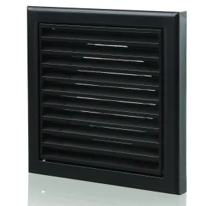 Blauberg DECOR 155X155/100S BLACK Plastic Vented Fixed Blade Air Ventilation Louvred Grille 4" 100mm