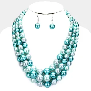 Blue Pearl (faux) Necklace & Earring Set