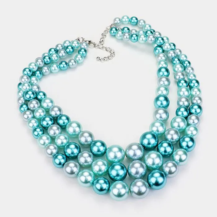 Blue Pearl (faux) Necklace & Earring Set