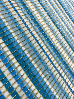 Blue Striped Shimmer Ottoman Fabric with 4-Way Stretch
