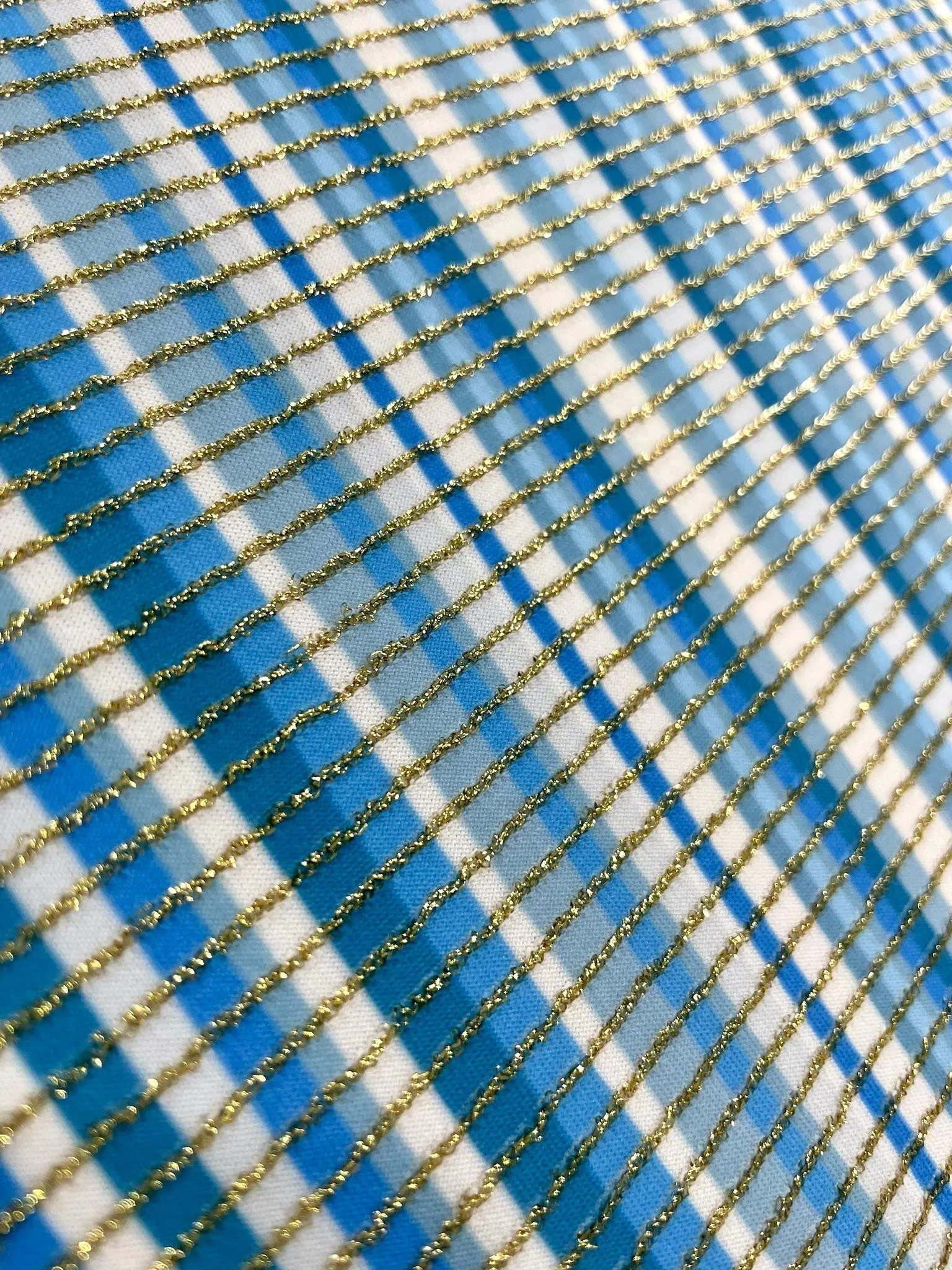 Blue Striped Shimmer Ottoman Fabric with 4-Way Stretch