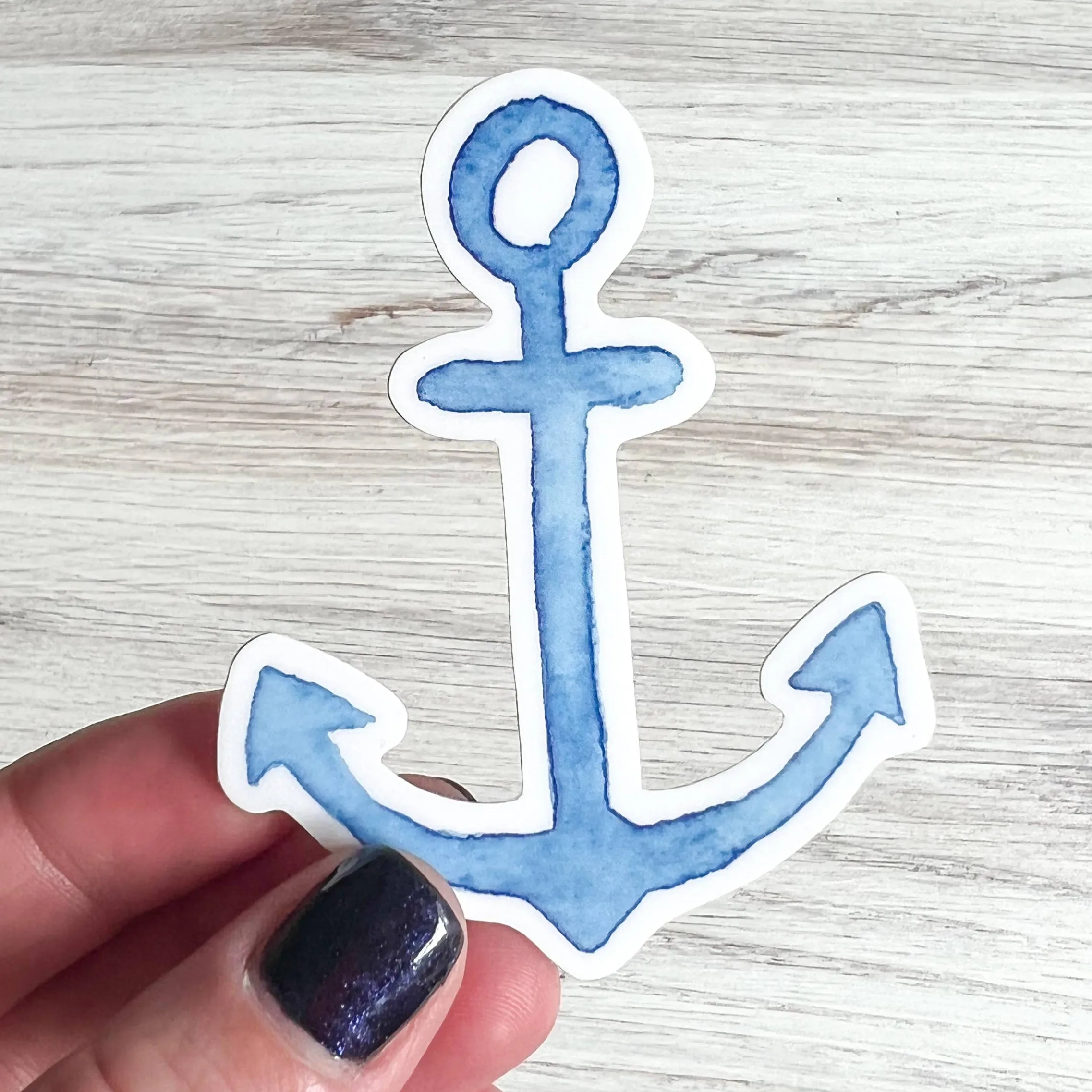 Blue Watercolor Anchor Sticker