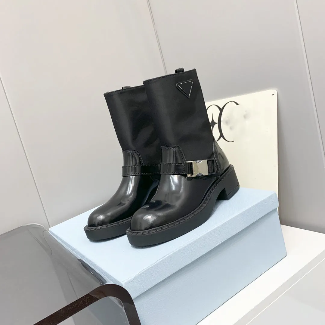 boots Stretch Fabric cow leather shoes women Wear resistance 2022 new 35-40