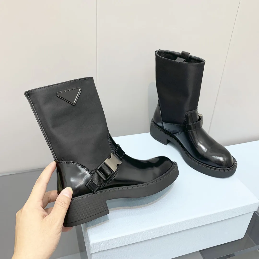 boots Stretch Fabric cow leather shoes women Wear resistance 2022 new 35-40