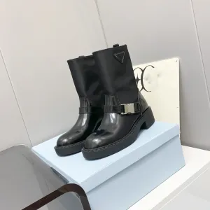 boots Stretch Fabric cow leather shoes women Wear resistance 2022 new 35-40