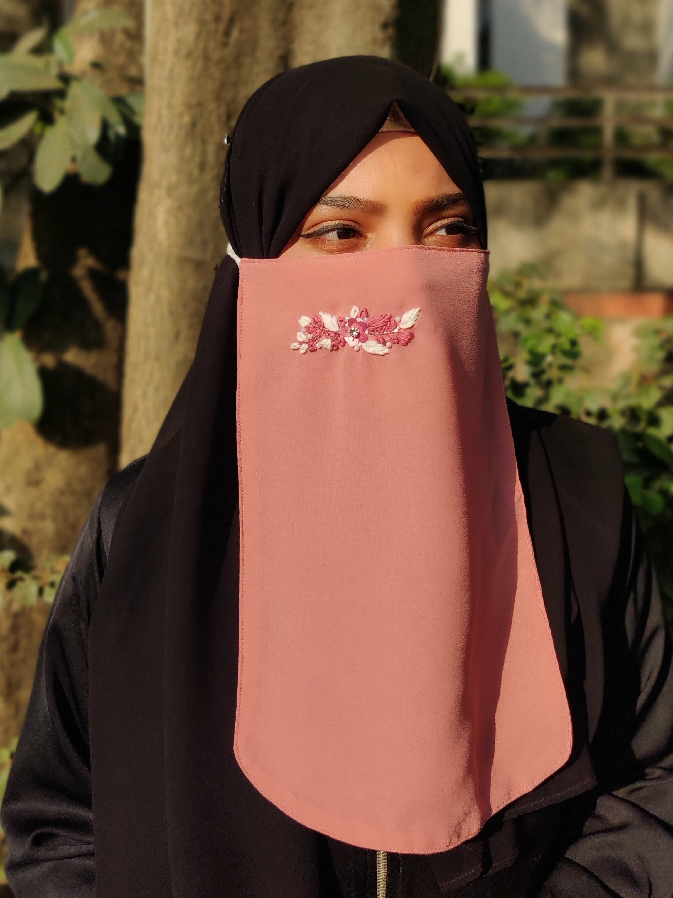 Bridal Handwork Party Wear Niqab With Elastic