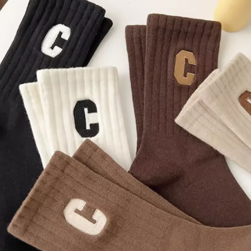 C Letter Plain Socks