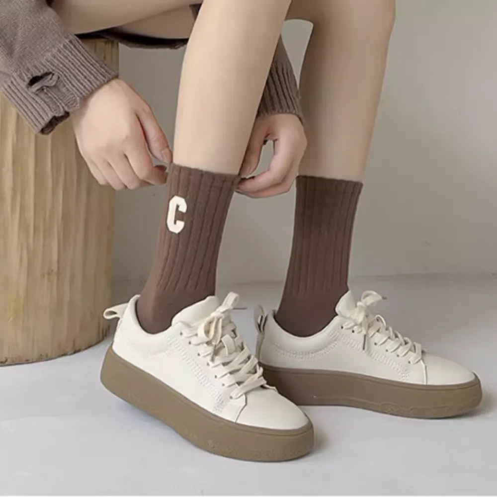 C Letter Plain Socks