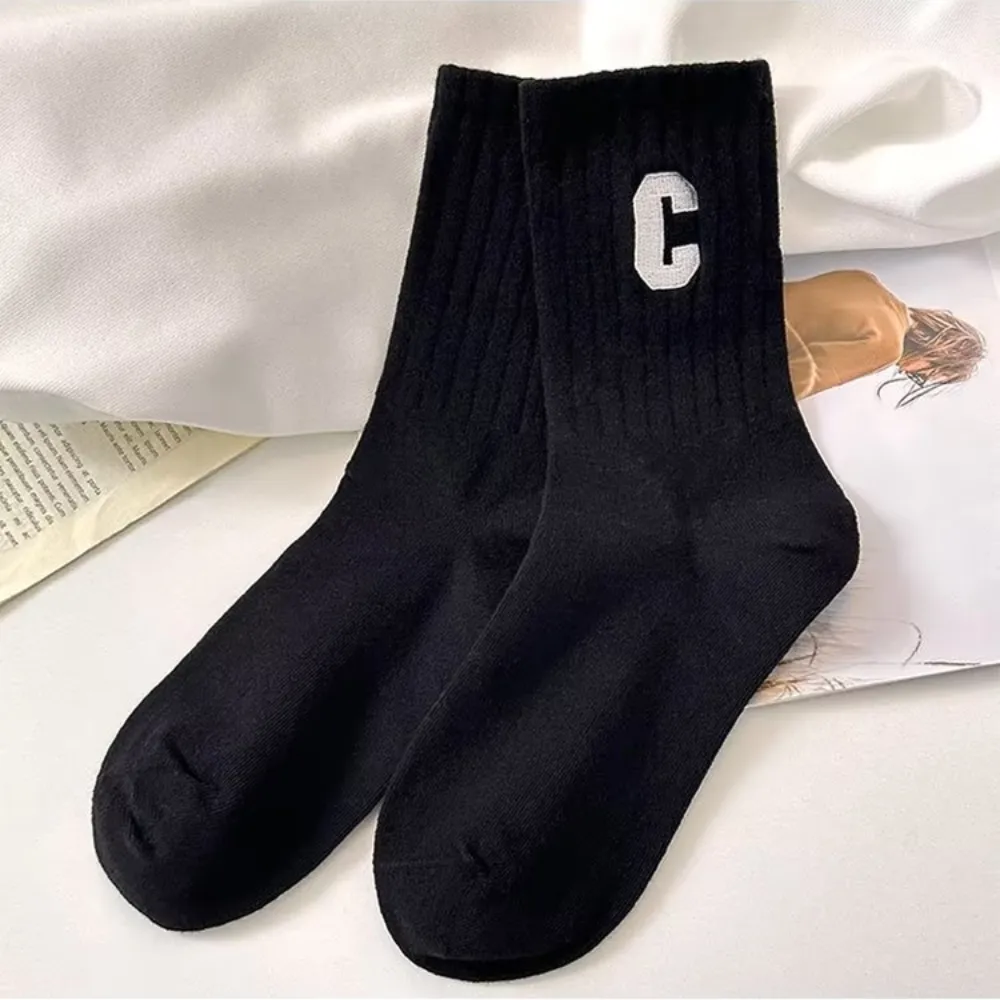 C Letter Plain Socks