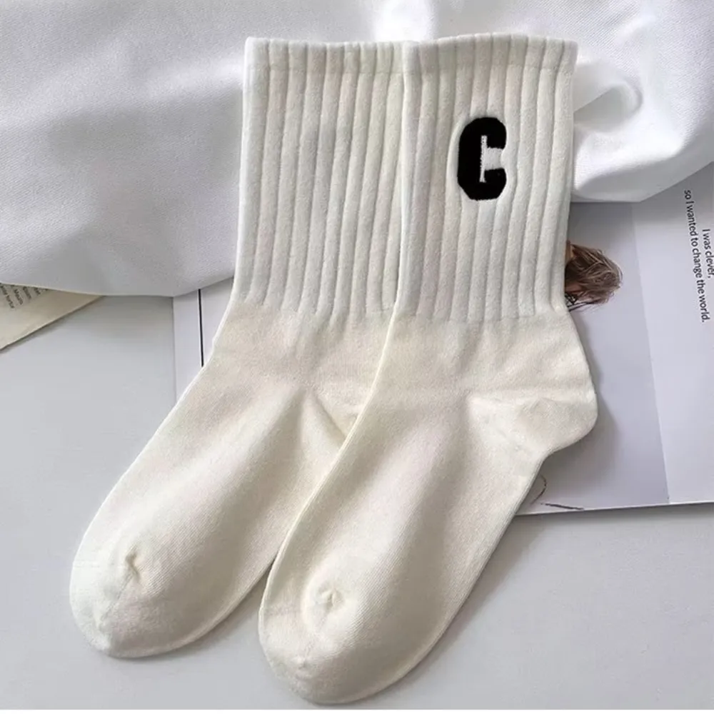 C Letter Plain Socks