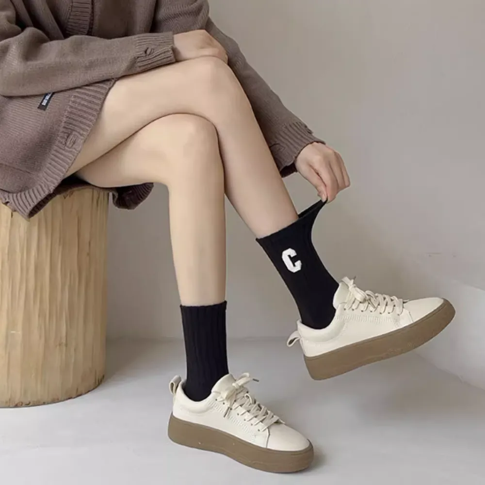 C Letter Plain Socks
