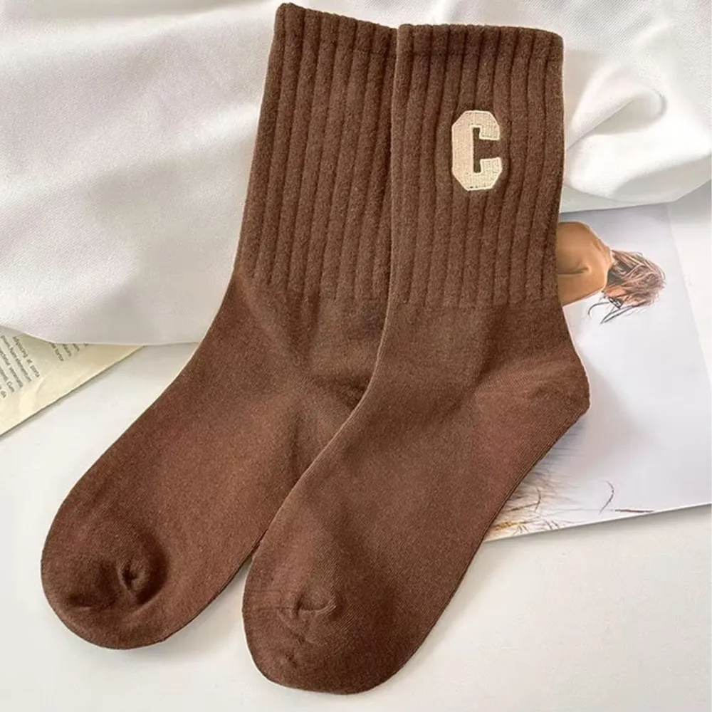 C Letter Plain Socks