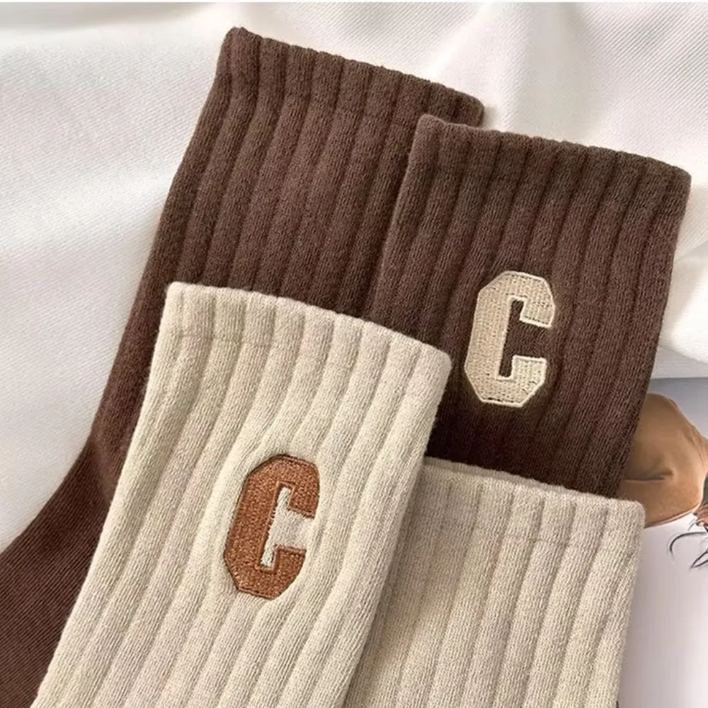 C Letter Plain Socks