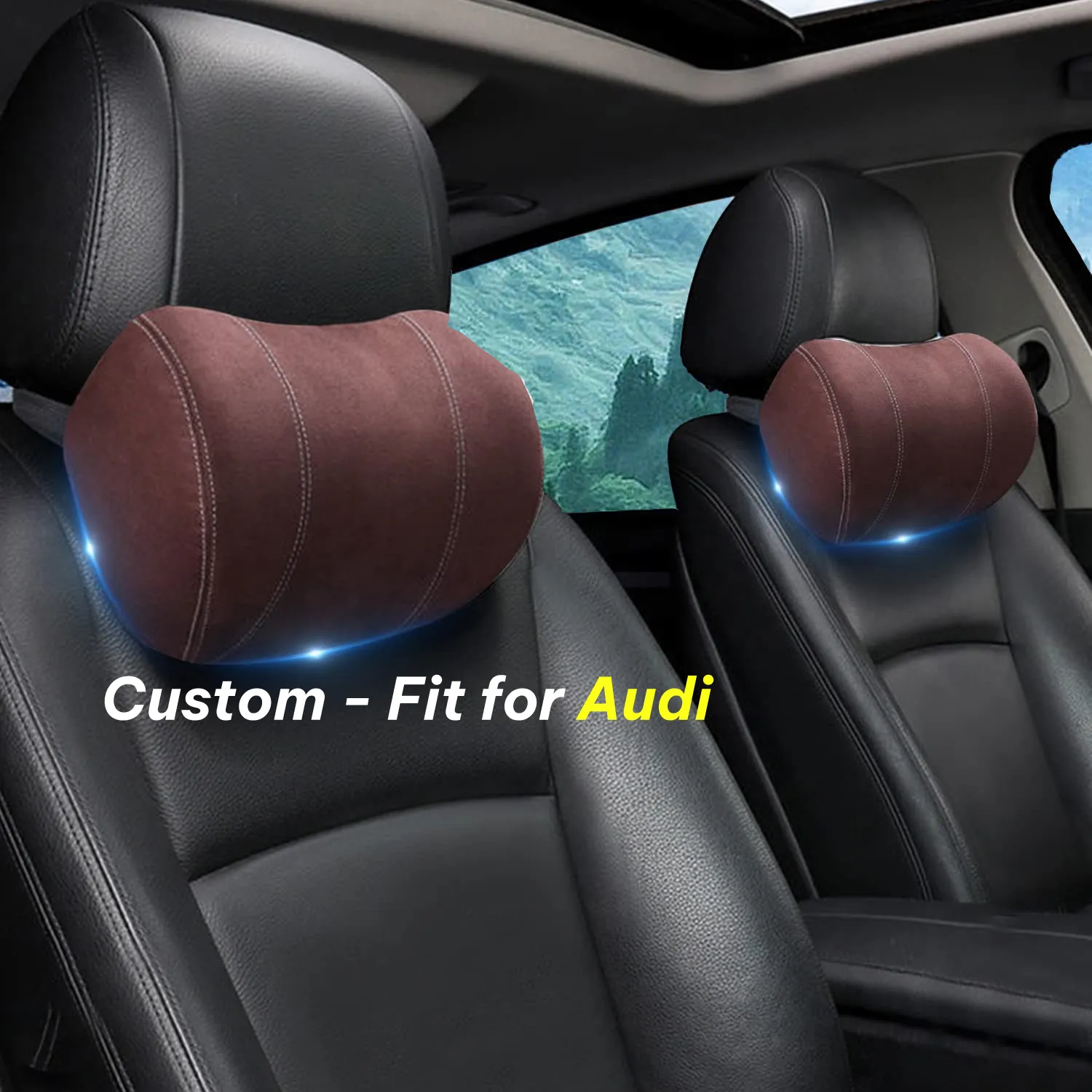 Car Headrest (2 PCS), Custom-Fit For Car, Update Version Premium Memory Foam Car Neck Pillow WARA227