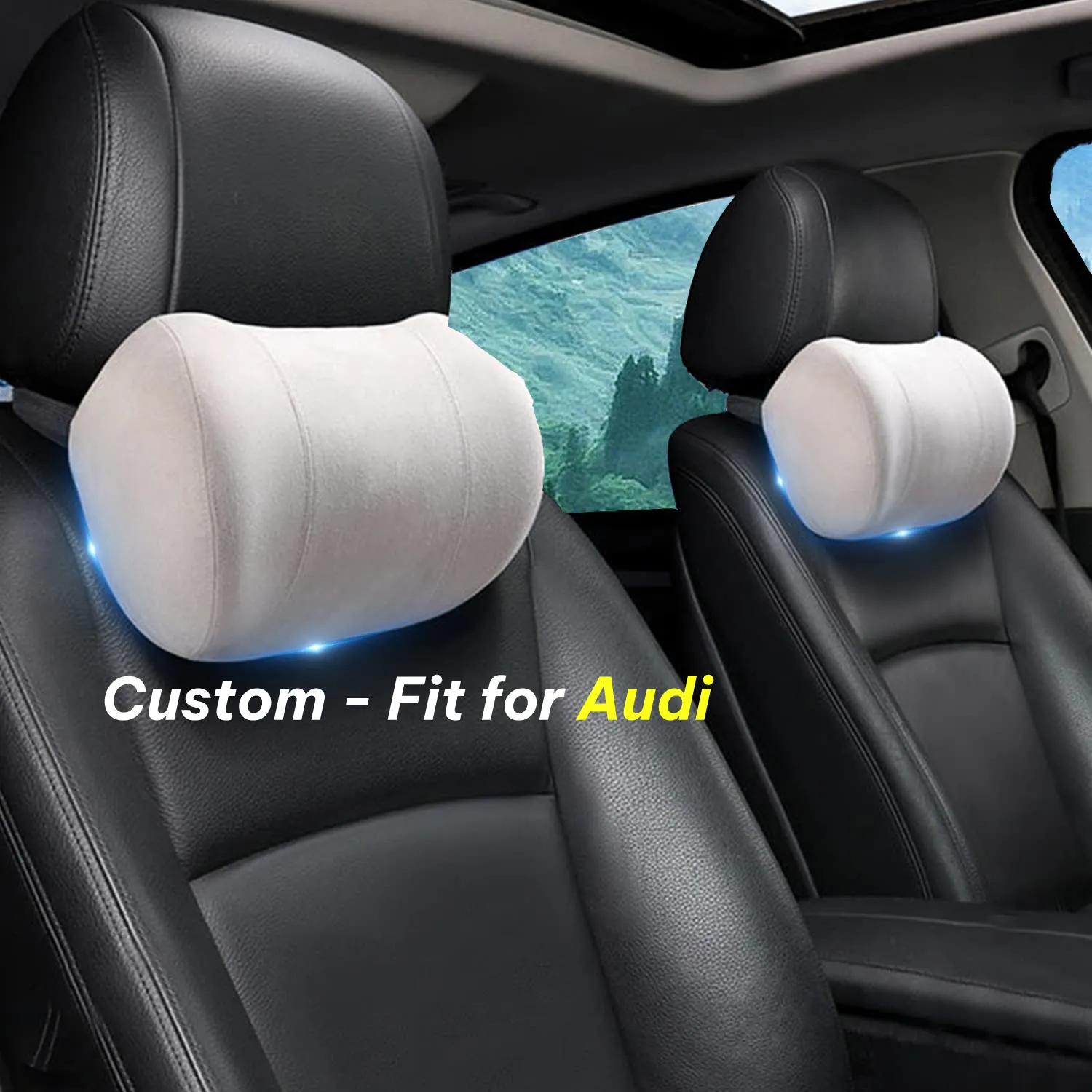 Car Headrest (2 PCS), Custom-Fit For Car, Update Version Premium Memory Foam Car Neck Pillow WARA227