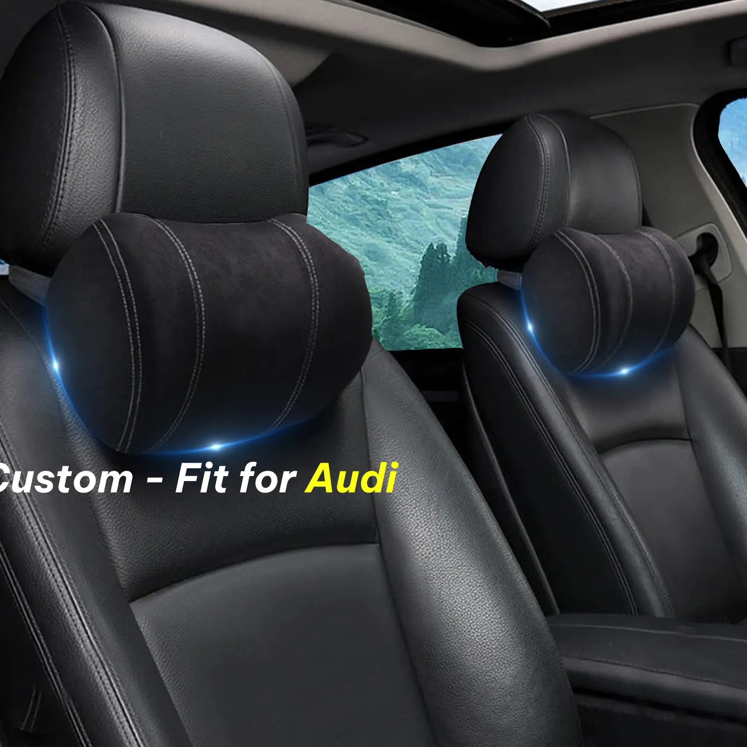 Car Headrest (2 PCS), Custom-Fit For Car, Update Version Premium Memory Foam Car Neck Pillow WARA227