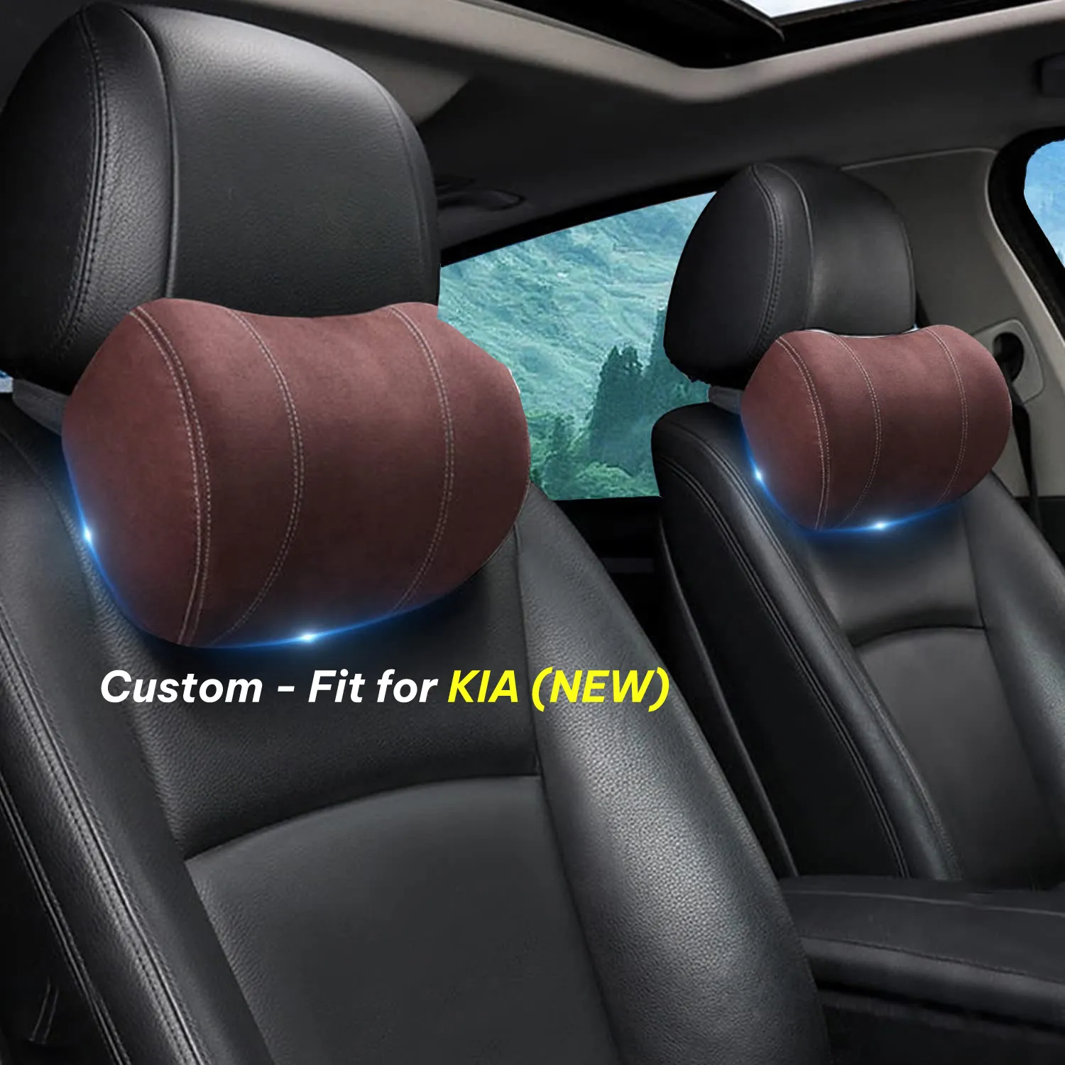 Car Headrest (2 PCS), Custom-Fit For Car, Update Version Premium Memory Foam Car Neck Pillow WAUE227
