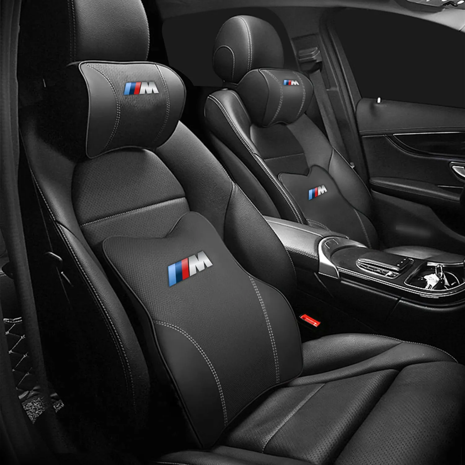 Car Headrest Neck Pillow and Lumbar Support Back Cushion Kit, Custom Fit For Your Cars, Memory Foam Erognomic, Car Accessories KO13992