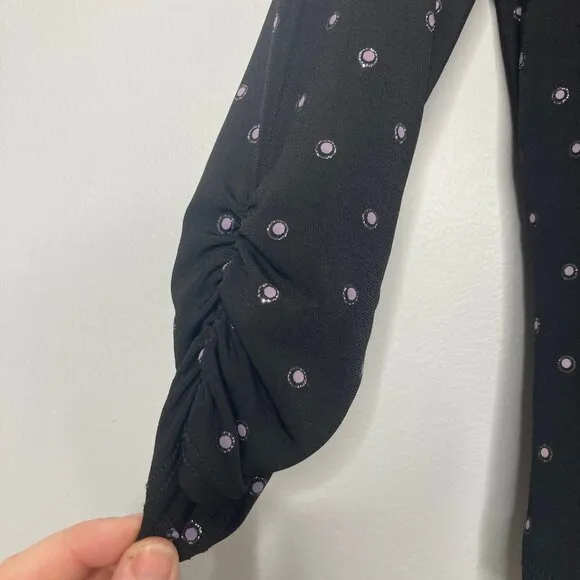 Clara Sun Woo Cardigan Womens Extra Small Black Sparkle Polka Dot Slinky Evening
