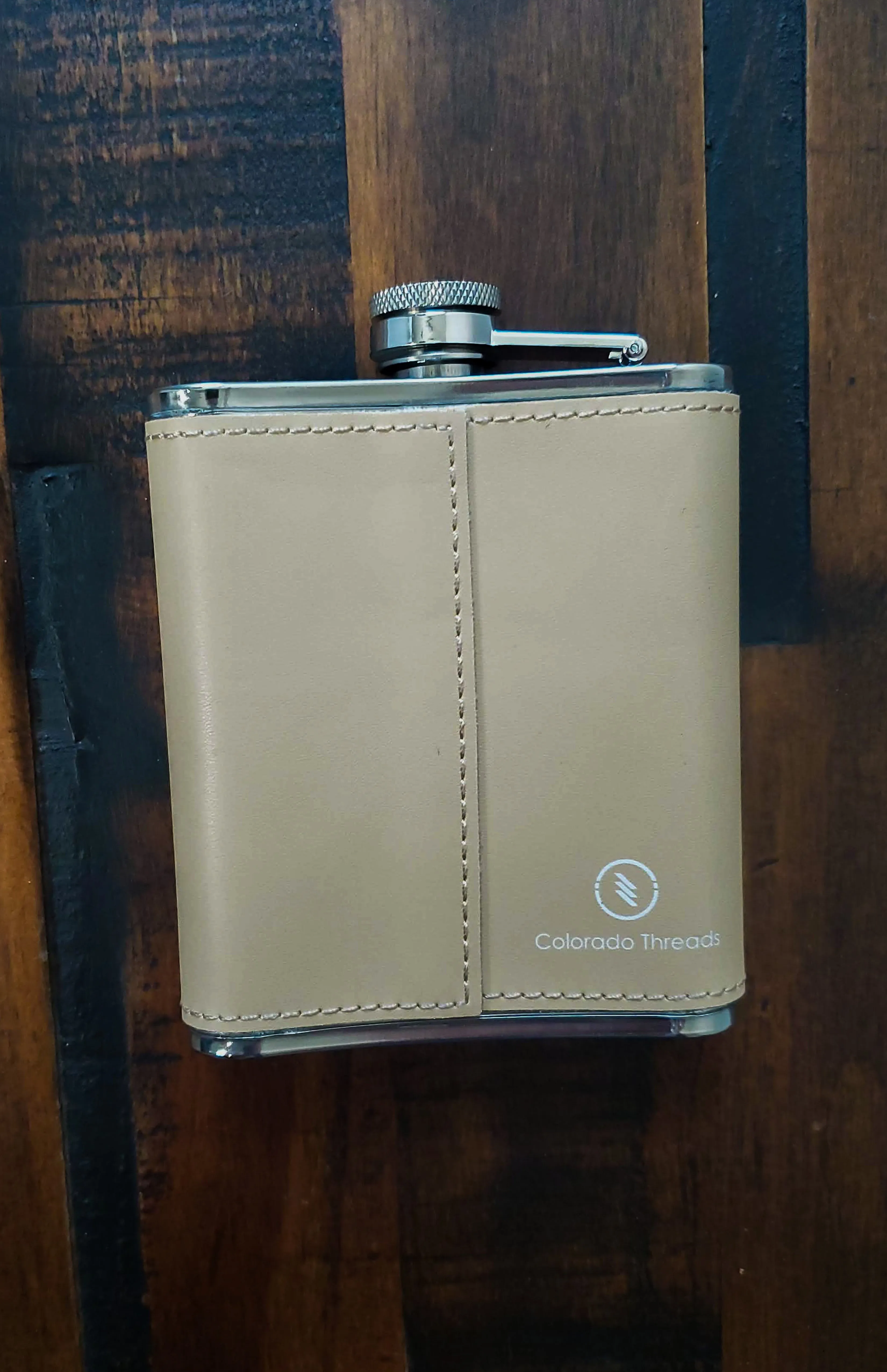 Colorado 7oz Leather Leak Proof Stainless Steel Hip Flask Desert