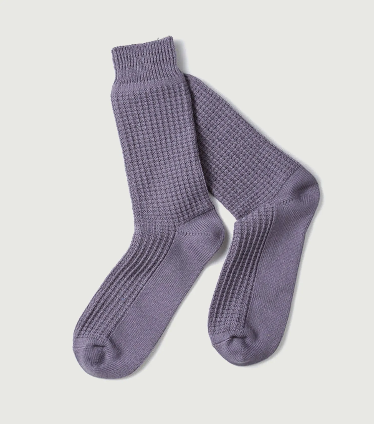 Cotton Waffle Crew Socks Steel Blue