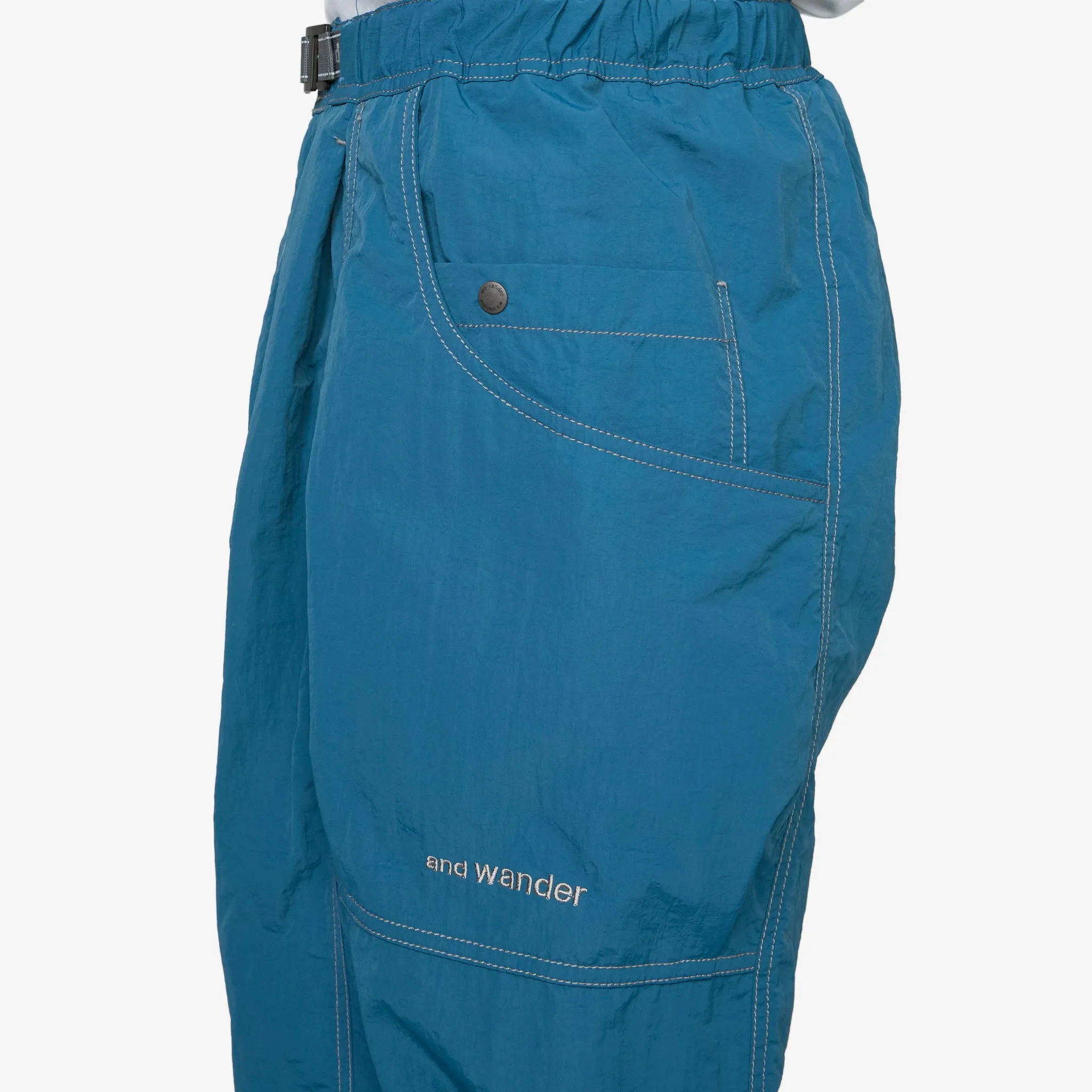 Crinkled Nylon Pants Blue