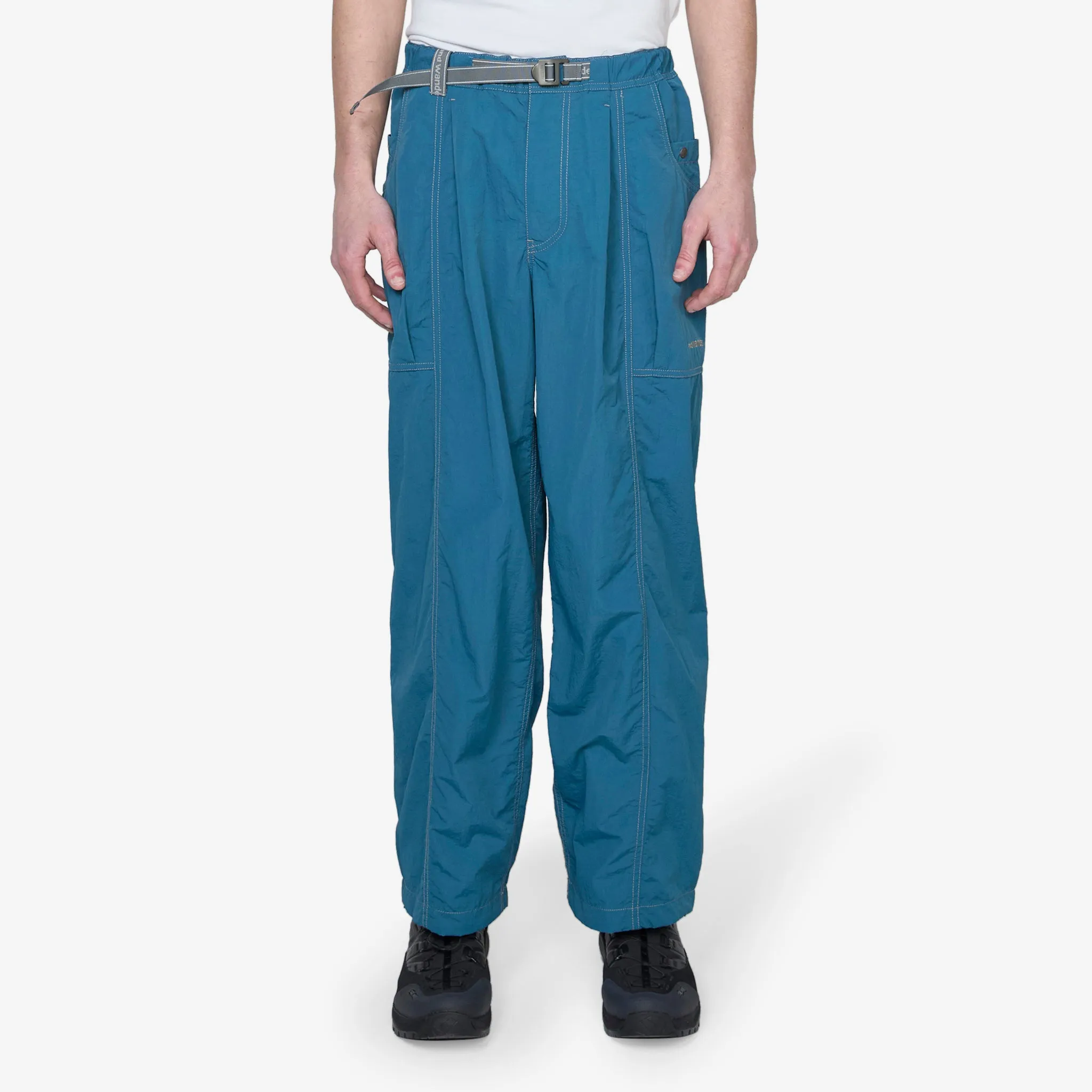 Crinkled Nylon Pants Blue