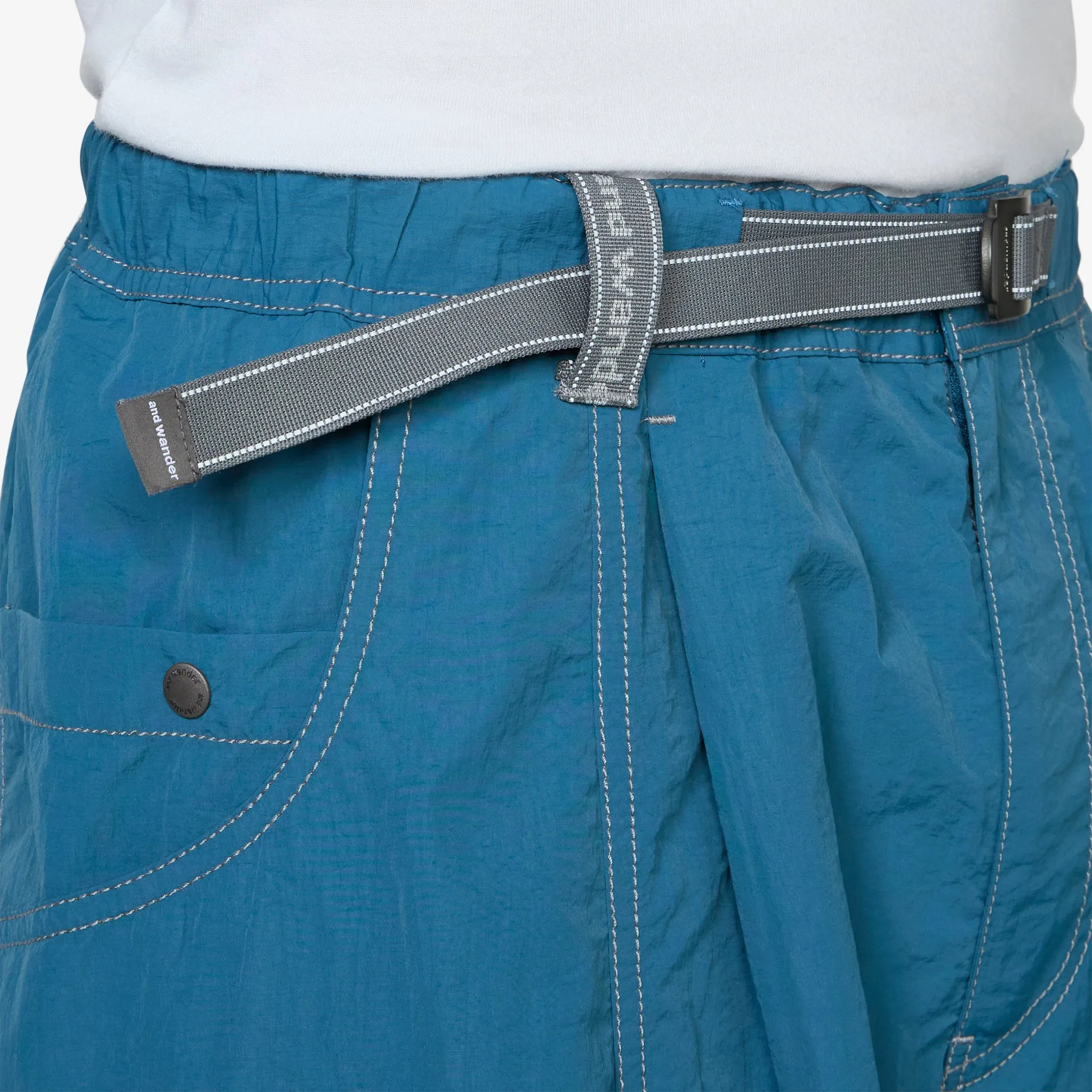 Crinkled Nylon Pants Blue