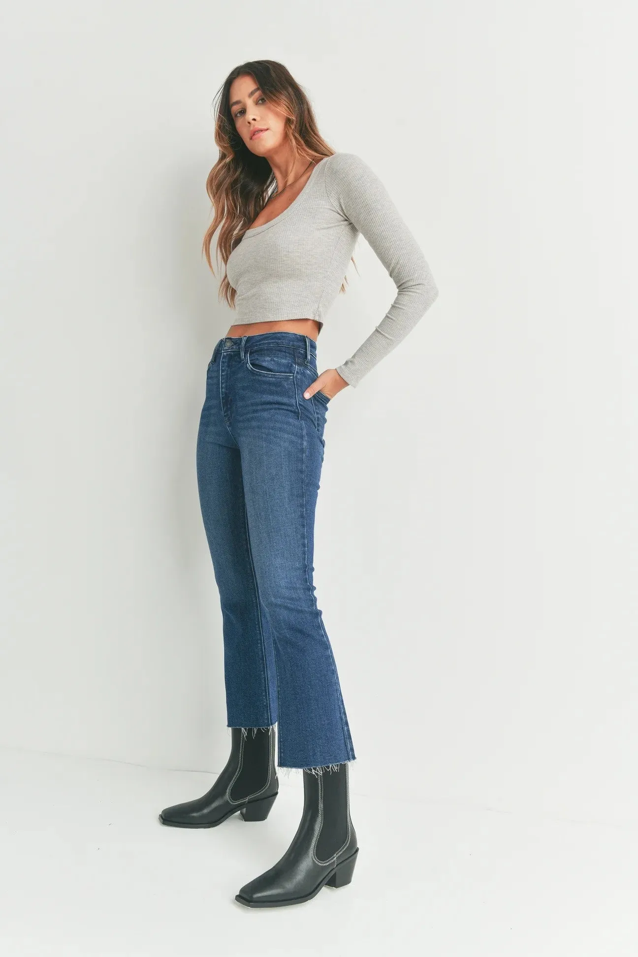 Cropped Flare - Dark Denim