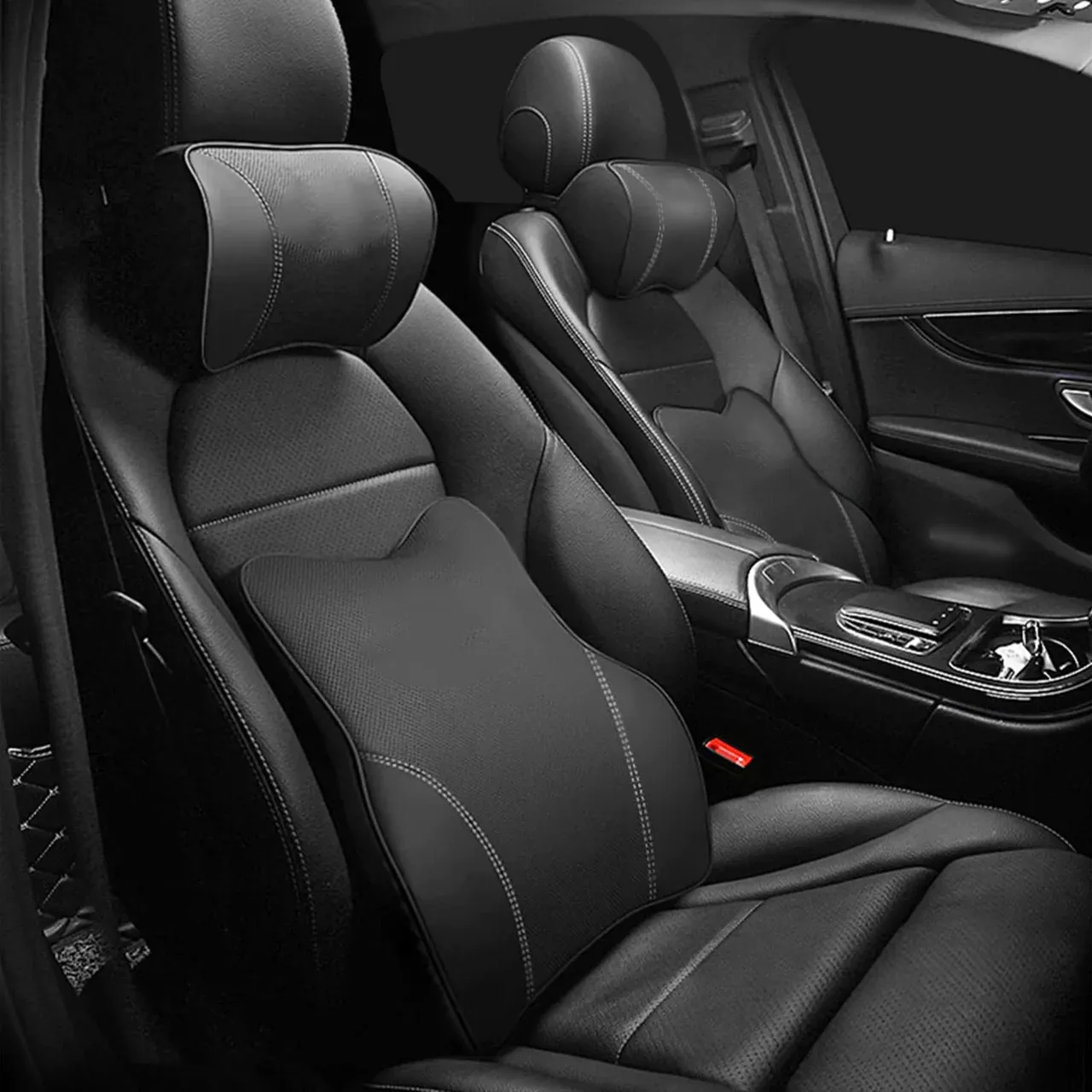 Custom Text For Car Headrest Neck Pillow and Lumbar Support Back Cushion Kit, Compatible with All Cars, Memory Foam Erognomic Design Universal Fit Muscle Pain and Tension Relief for Car Seat LM13992