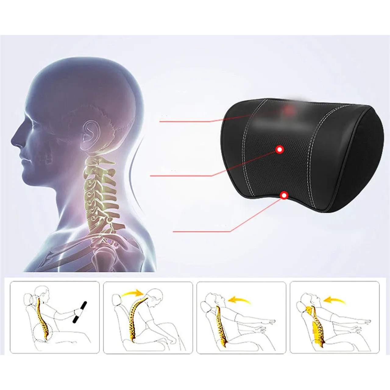 Custom Text For Car Headrest Neck Pillow and Lumbar Support Back Cushion Kit, Compatible with All Cars, Memory Foam Erognomic Design Universal Fit Muscle Pain and Tension Relief for Car Seat LM13992