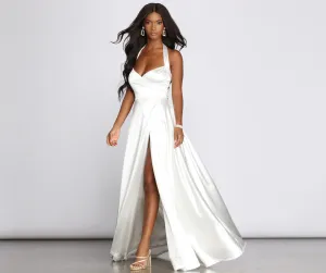 Diana Formal Stylish Satin Halter Dress