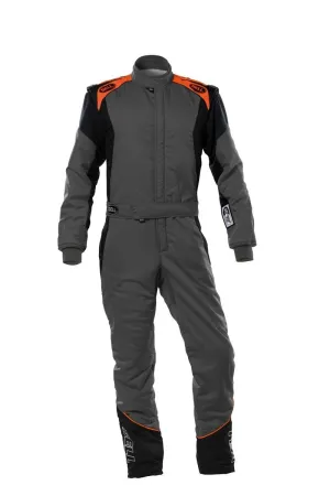 Driving Suit - PRO-TX Series - 1-Piece - SFI 3.2A/5 - Multi-Layer - Fire Retardant Fabric - Gray / Orange - Small - Each