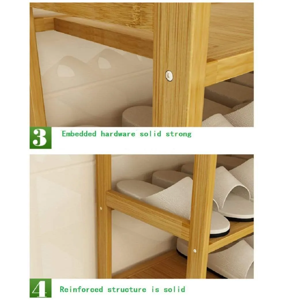 DULPLAY Bamboo shoe rack,100% solid wood,Function assemble,Entryway shelf Stand shelves Stackable Entryway bedroom 3-10 tier 6-40 shoes -B 79x25x155cm(31x10x61inch)