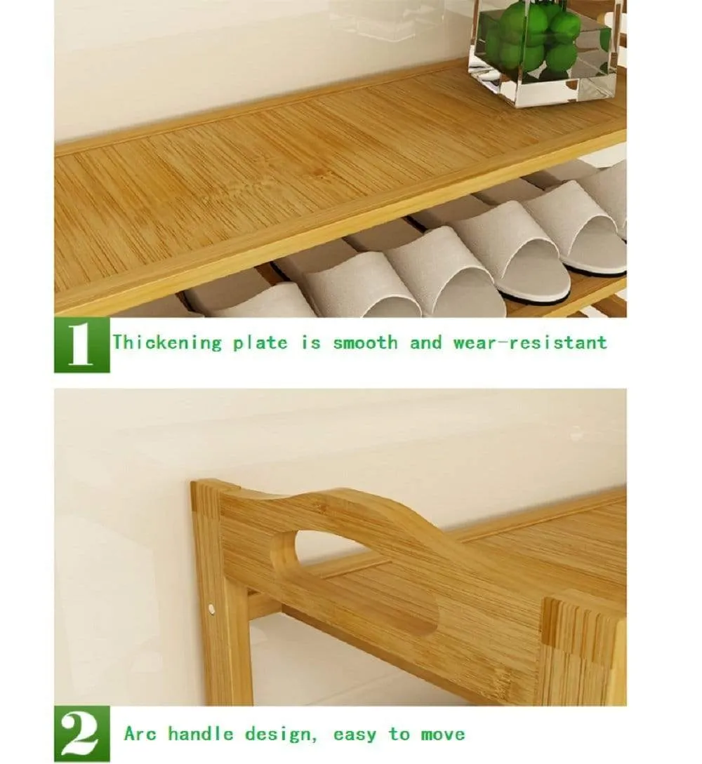 DULPLAY Bamboo shoe rack,100% solid wood,Function assemble,Entryway shelf Stand shelves Stackable Entryway bedroom 3-10 tier 6-40 shoes -B 79x25x155cm(31x10x61inch)