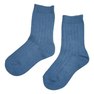 DUSTY BLUE RIBBED SHORT SOCKS