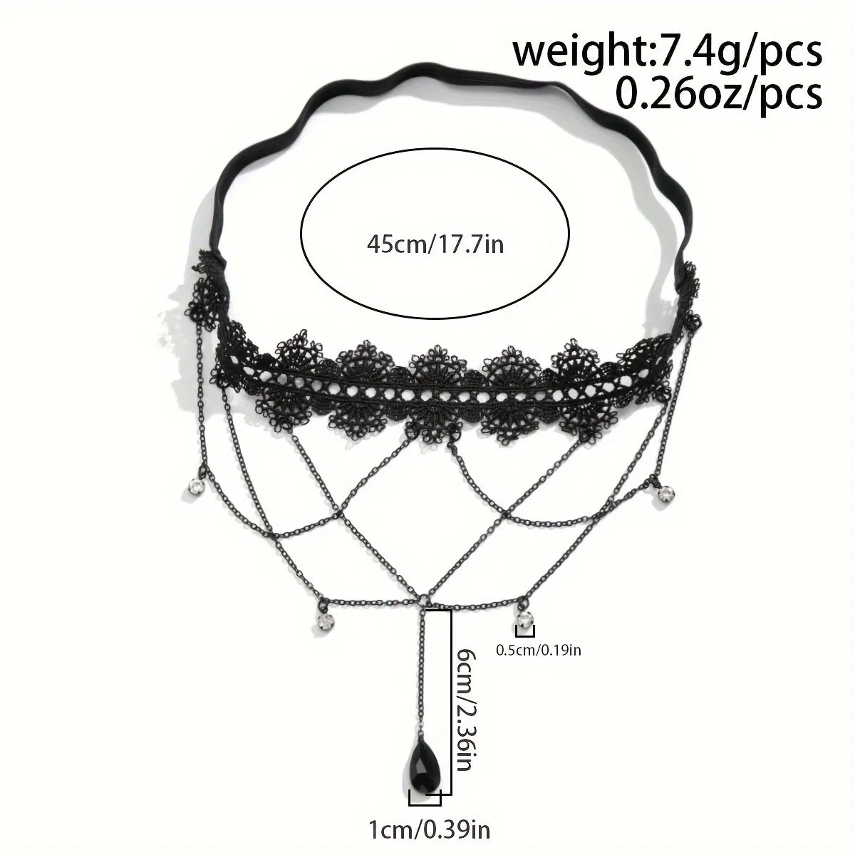 Elegant Black Lace Thigh Chain with Gothic Multi-Layer Tassels - Stretchy Band for Women, Ideal for Halloween & Thanksgiving
