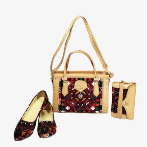 Fashion-Forward Matching Bags and Shoes | Tote Bag, Clutch Purse, and Elegant Ballet Shoes Nk-199