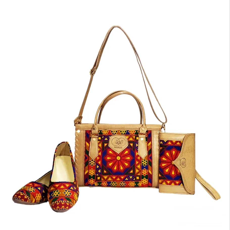 Fashion-Forward Matching Bags and Shoes | Tote Bag, Clutch Purse, and Elegant Ballet Shoes Nk-207