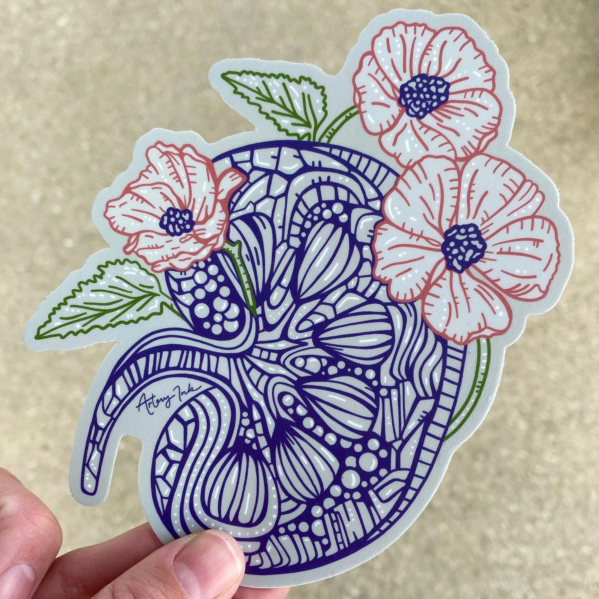 Floral Kidney Vinyl Sticker